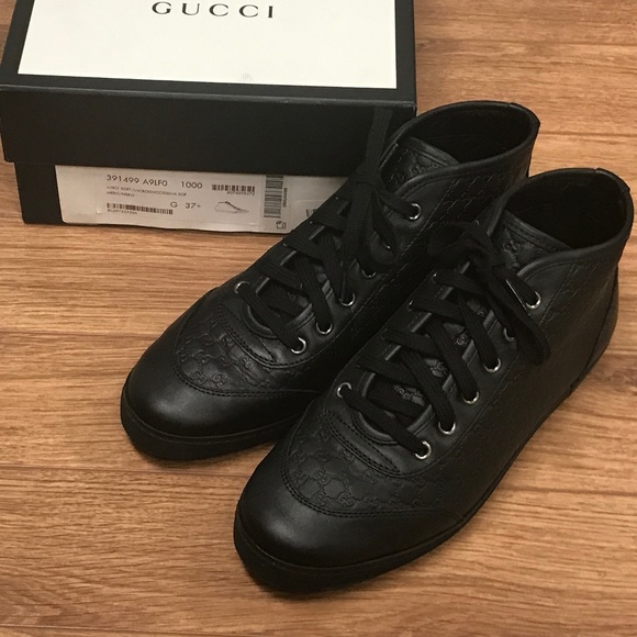 GUCCI GG GUCCISSIMA MICROSOFT NERO SNEAKERS SIZE 6.5 - Picture 1 of 7